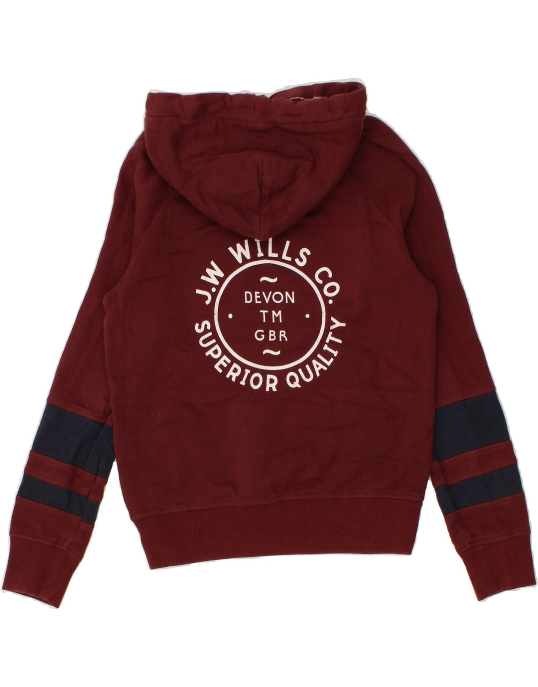 JACK WILLS Womens Graphic Hoodie Jumper UK 4 XS Burgundy Cotton Vintage Jack Wills and Second-Hand Jack Wills from Messina Hembry 
