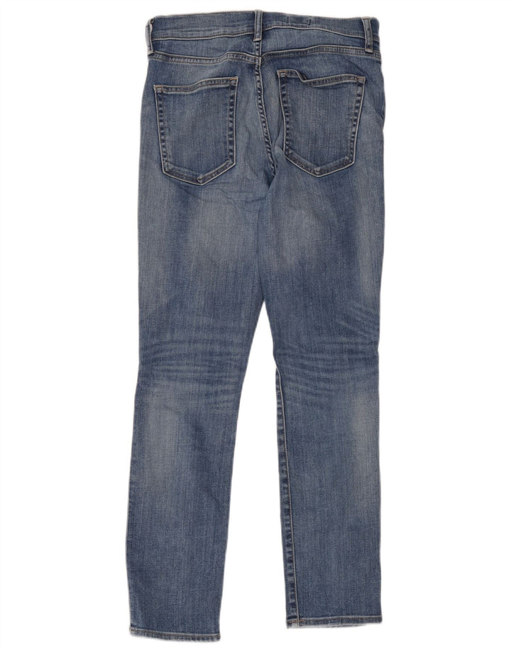Gap feminino jeans reto slim desgastado W28 L28 algodão azul