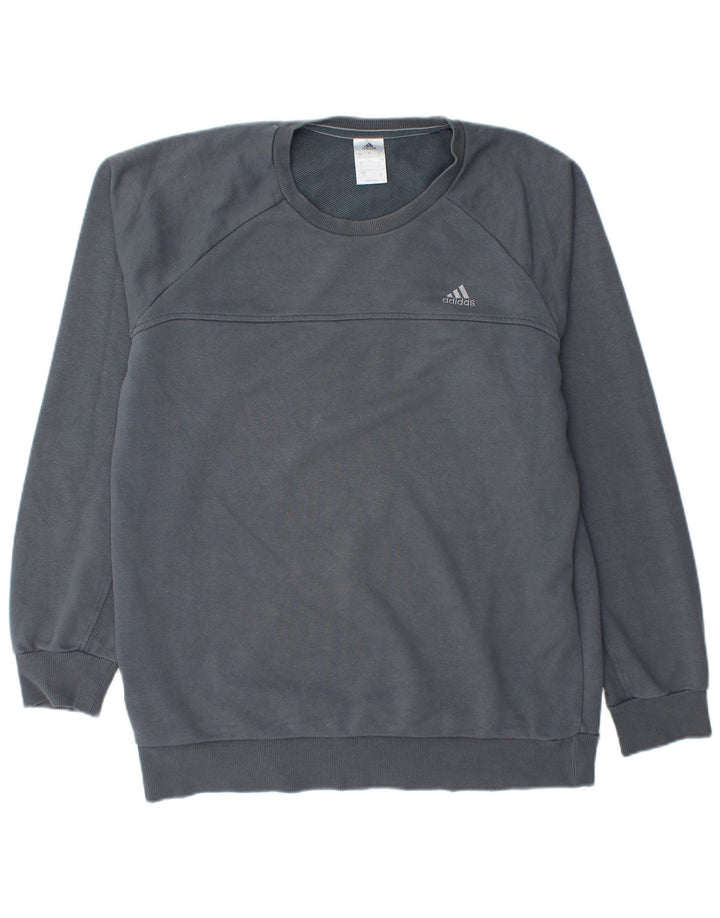 ADIDAS Mens Climalite Moletom Jumper Grande Algodão Azul Marinho