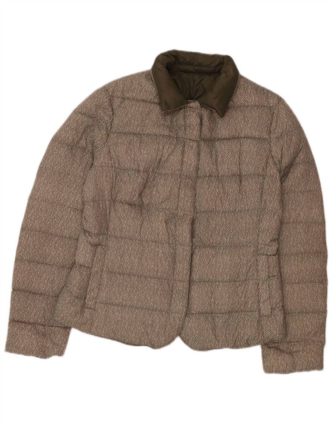 Jaqueta acolchoada reversível feminina Benetton UK 16 grande poliamida verde