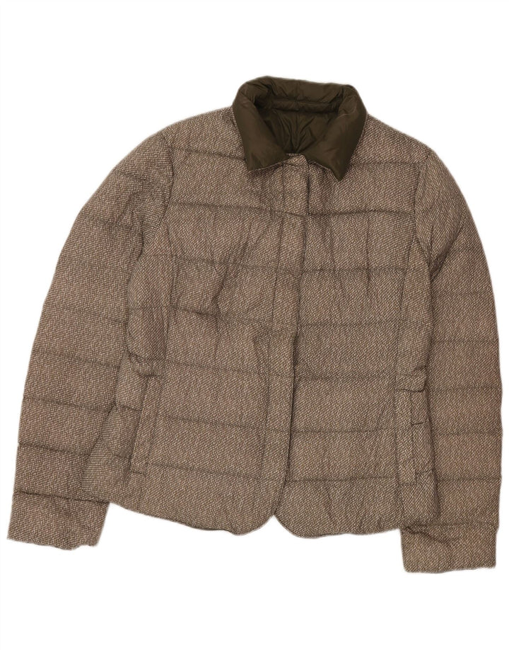 Jaqueta acolchoada reversível feminina Benetton UK 16 grande poliamida verde