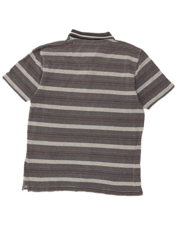 Camisa polo masculina Fat Face algodão listrado cinza médio
