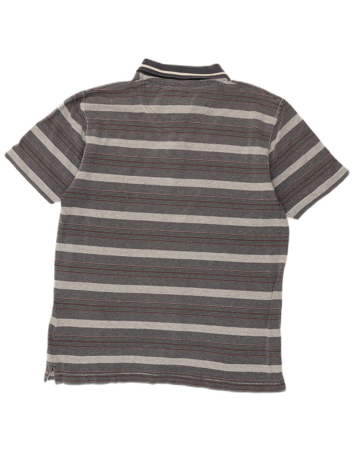 Camisa polo masculina Fat Face algodão listrado cinza médio