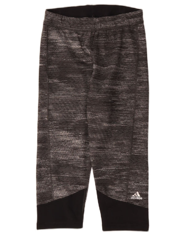 Adidas Womens Climalite Capri Leggings UK 12/14 Medium Grey Colourblock