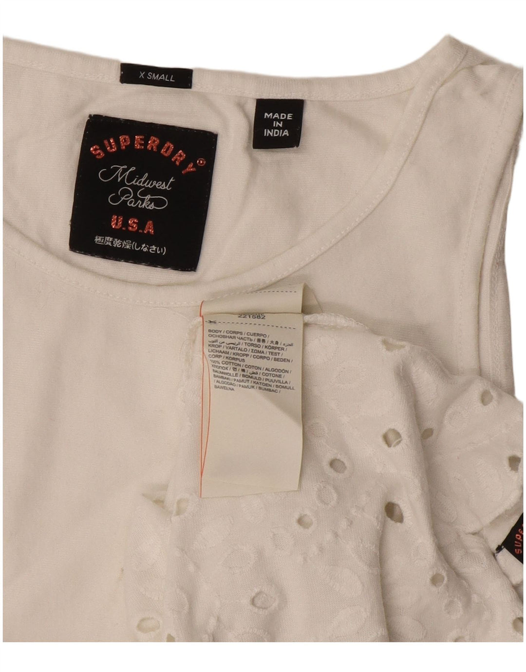 Camiseta feminina Superdry Regular Fit UK 6 XS algodão branco