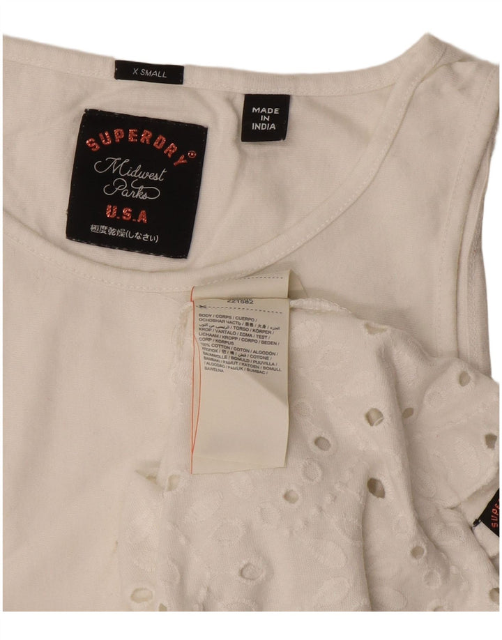 Camiseta feminina Superdry Regular Fit UK 6 XS algodão branco