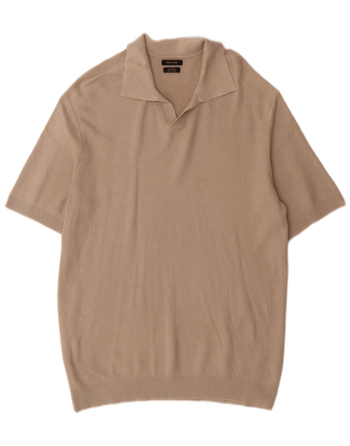 Camisa polo masculina Massimo Dutti grande algodão cinza