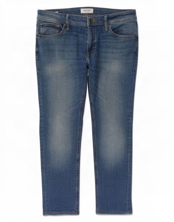 Jeans masculinos Jack & Jones recortados slim W34 L26 algodão azul