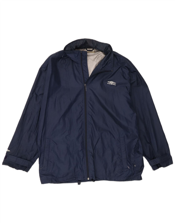 Jaqueta de chuva masculina Umbro com capuz UK 40 grande azul marinho