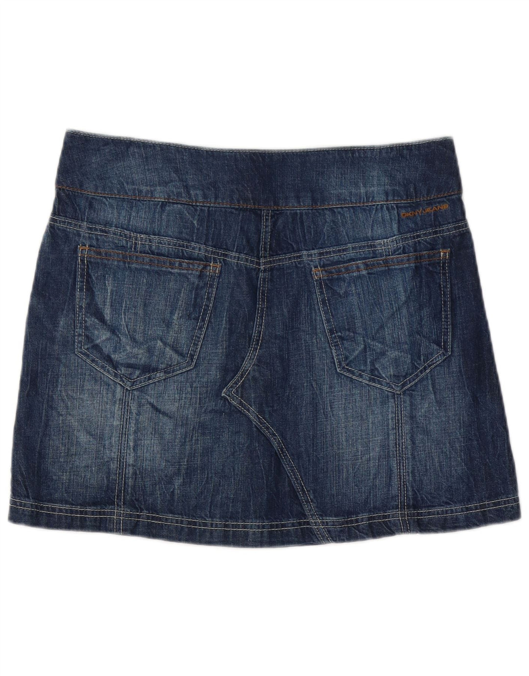 Mini saia jeans feminina Dkny EUA 8 médio W32 azul