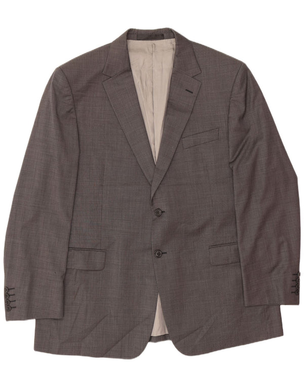 Jaqueta blazer masculina de 2 botões Marks & Spencer Reino Unido 44 XL lã cinza