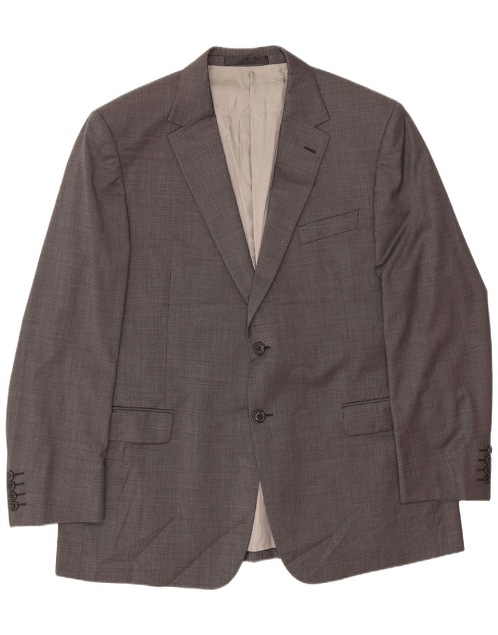 Jaqueta blazer masculina de 2 botões Marks & Spencer Reino Unido 44 XL lã cinza