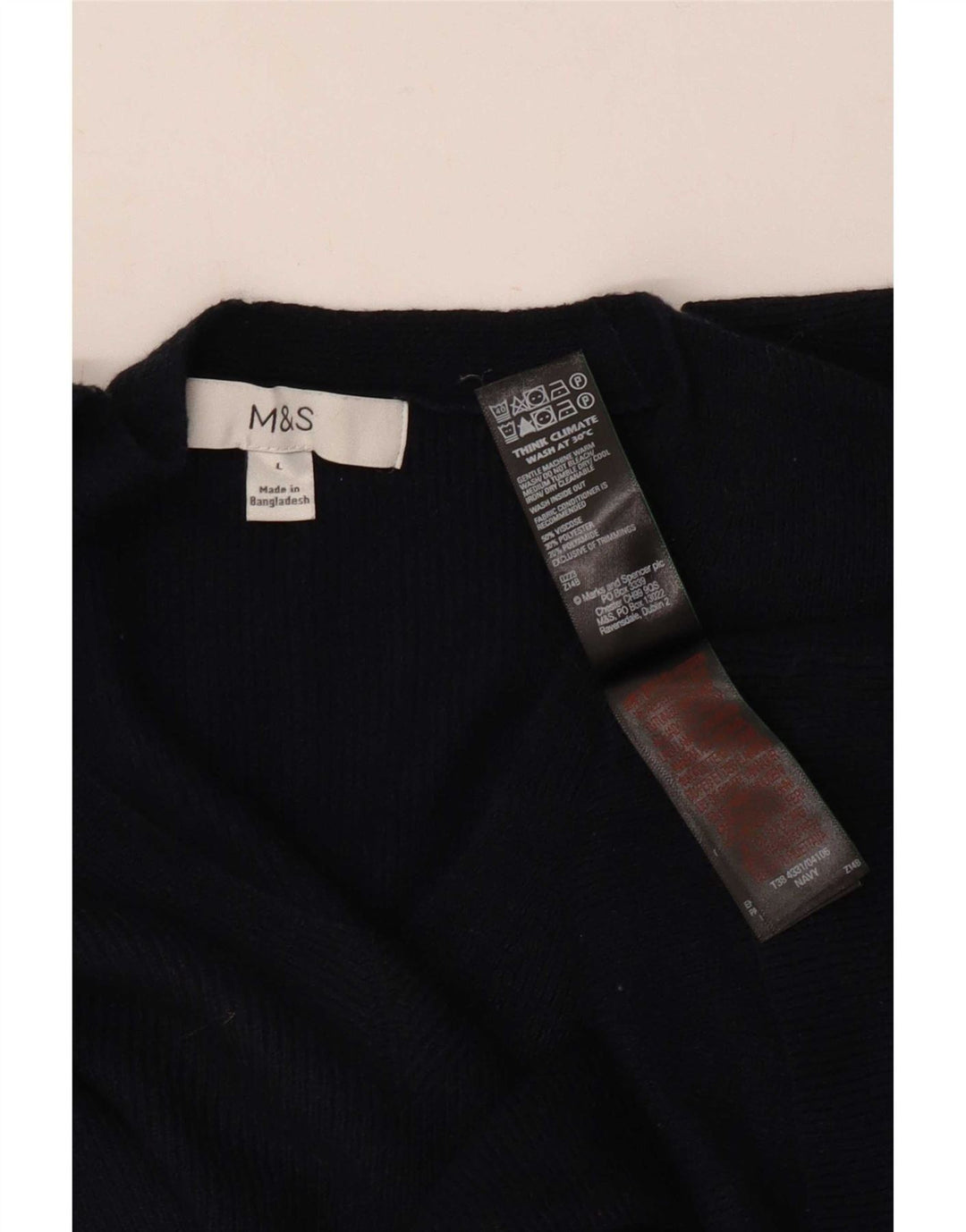 Suéter feminino Marks & Spencer com decote em V Reino Unido 16 grande viscose preta