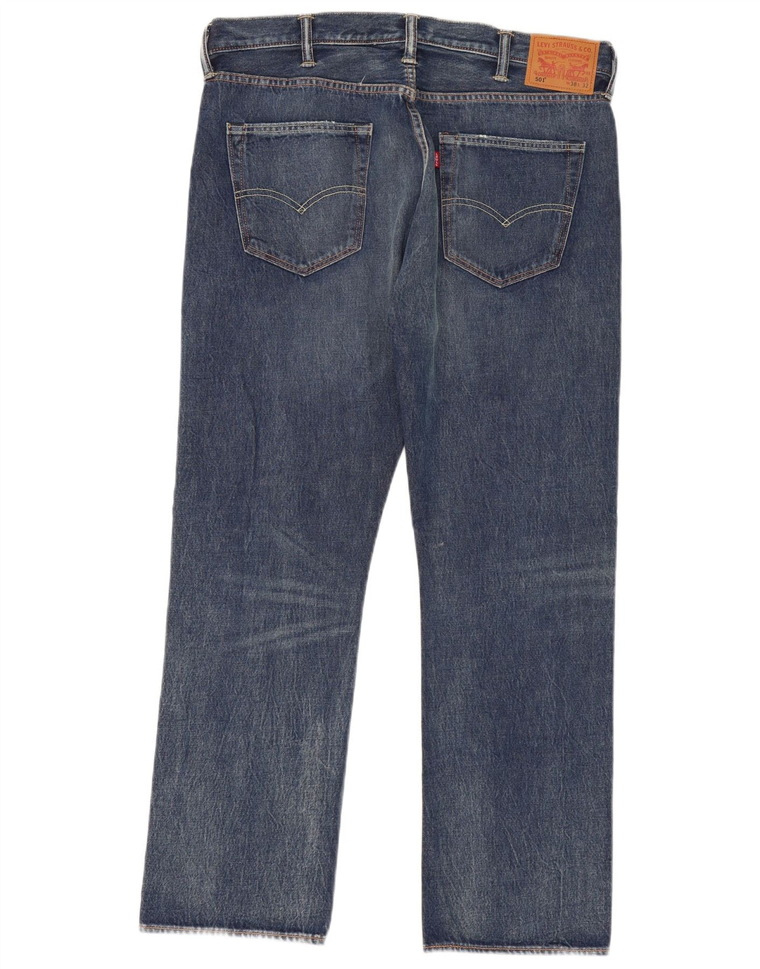 LEVI'S Masculino 501 Straight Jeans W38 L32 Azul Algodão