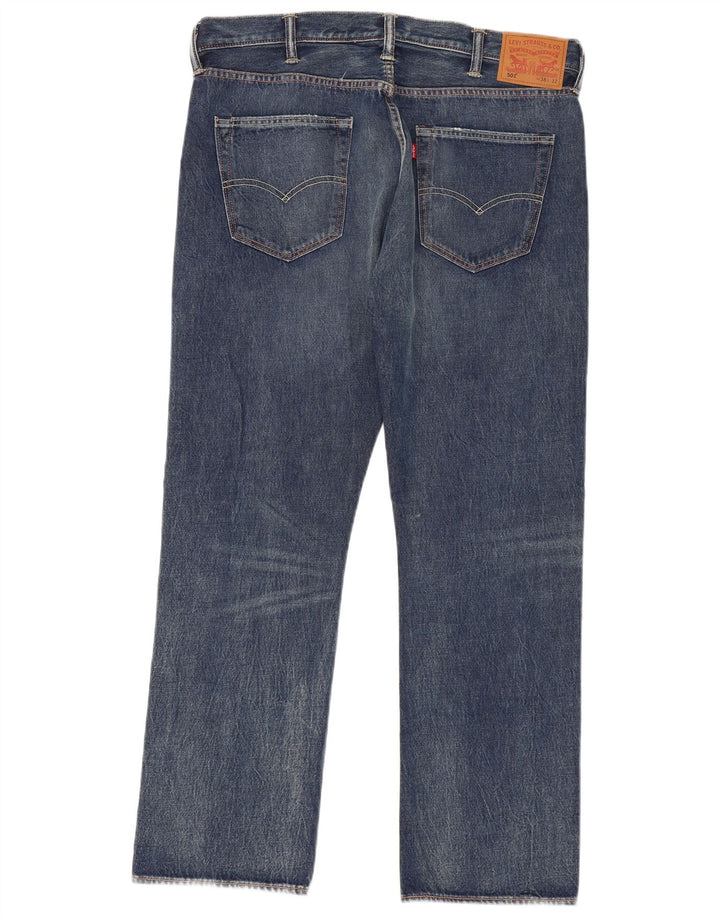 LEVI'S Masculino 501 Straight Jeans W38 L32 Azul Algodão