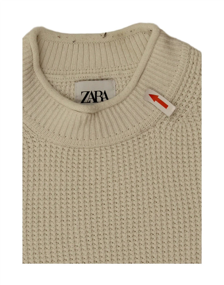 Zara Suéter masculino com gola tartaruga e algodão branco médio