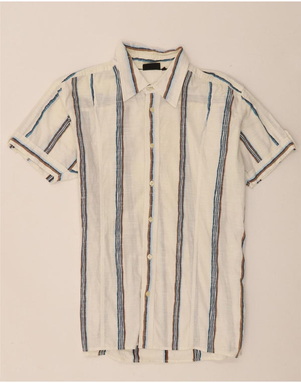 Camisa masculina de manga curta Lee grande algodão listrado branco
