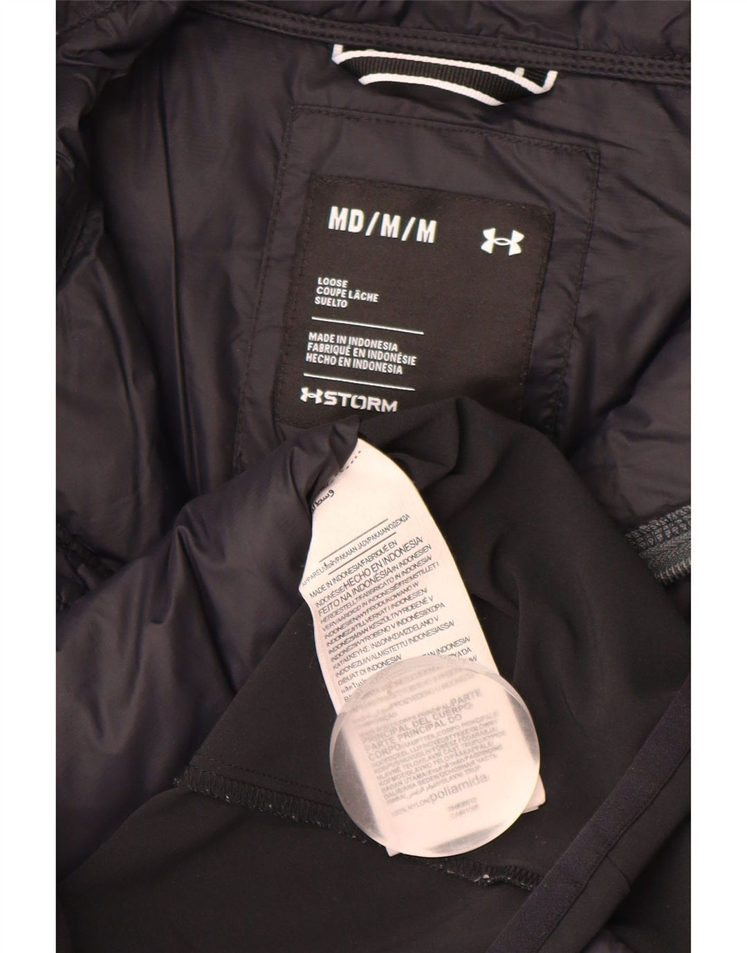 Jaqueta acolchoada masculina Under Armour UK 38 bloco colorido azul marinho médio