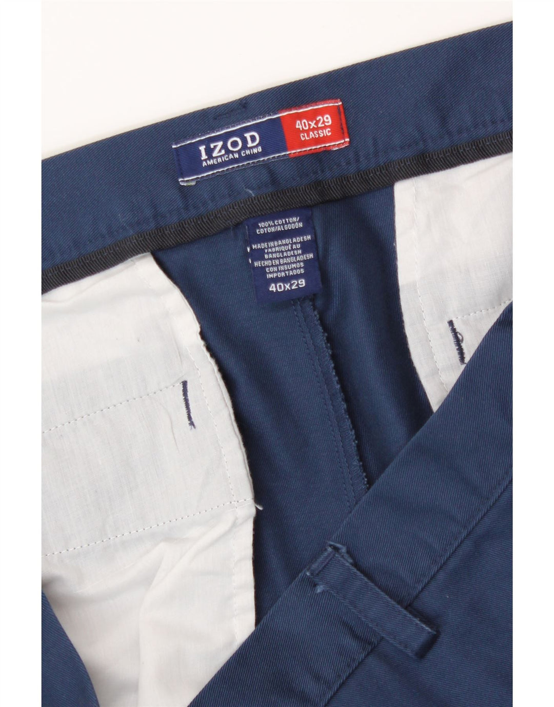 IZOD Mens Classic Straight Chino Trousers W40 L29 Navy Blue Cotton Vintage Izod and Second-Hand Izod from Messina Hembry 