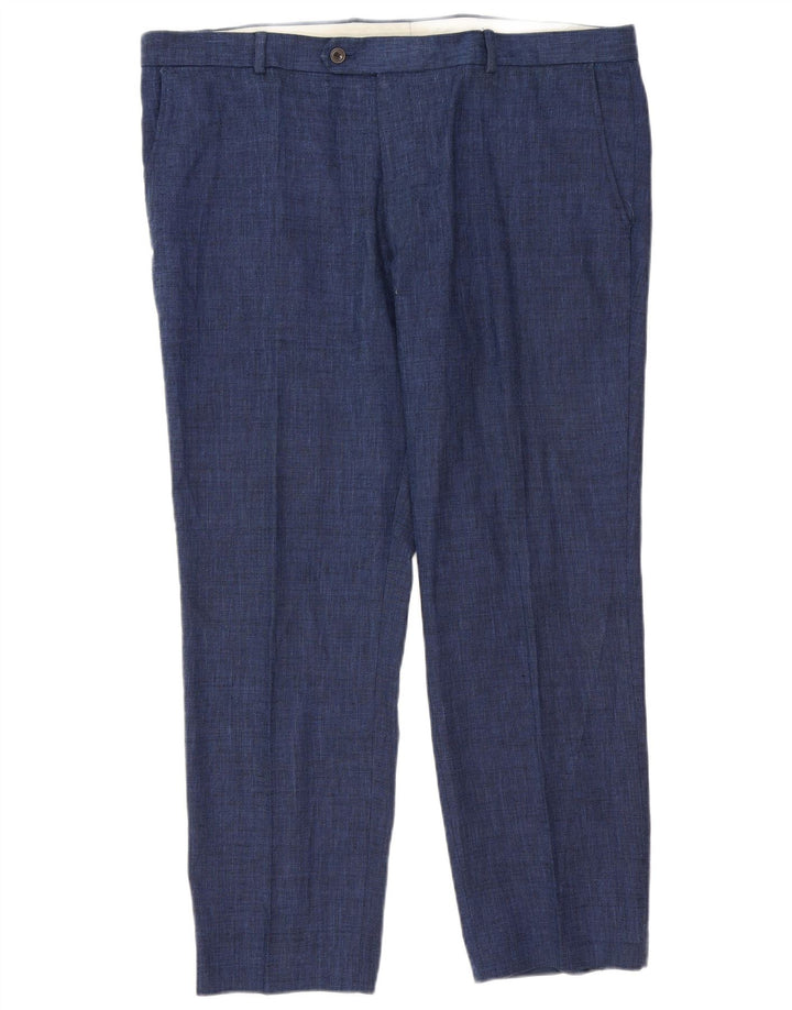 Calça masculina Marks & Spencer sob medida W40 L29 azul clássico