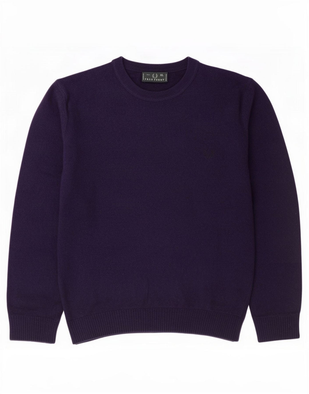 Fred Perry Suéter masculino com gola redonda XL lã roxa