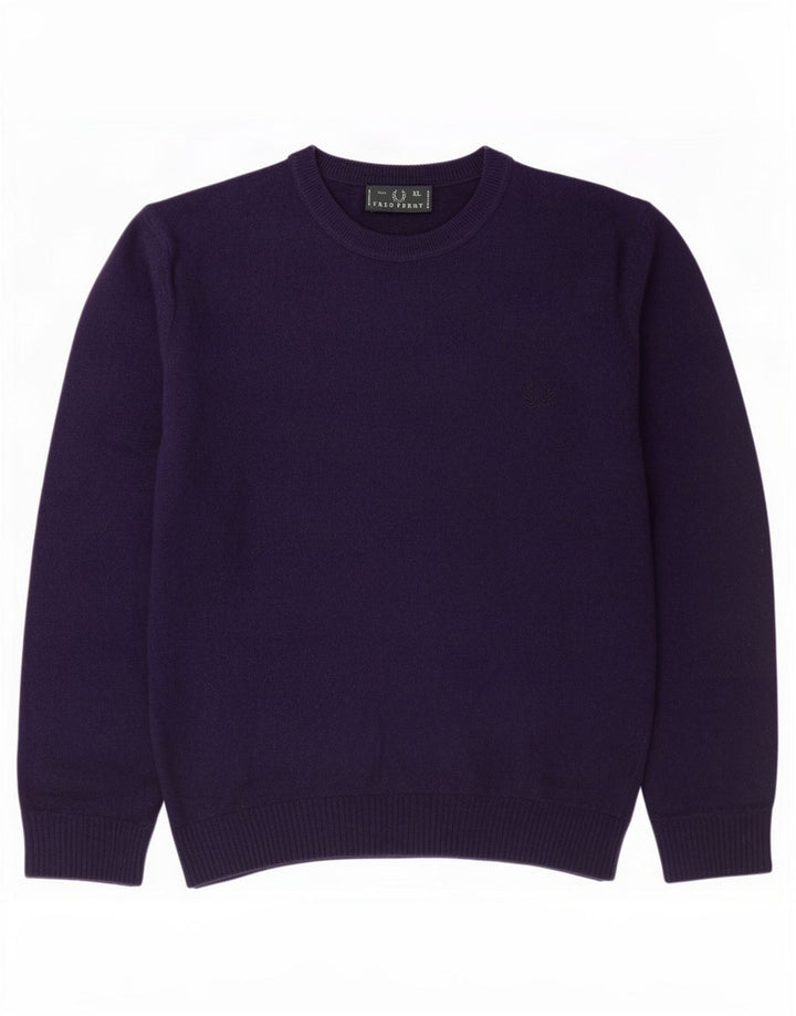 Fred Perry Suéter masculino com gola redonda XL lã roxa