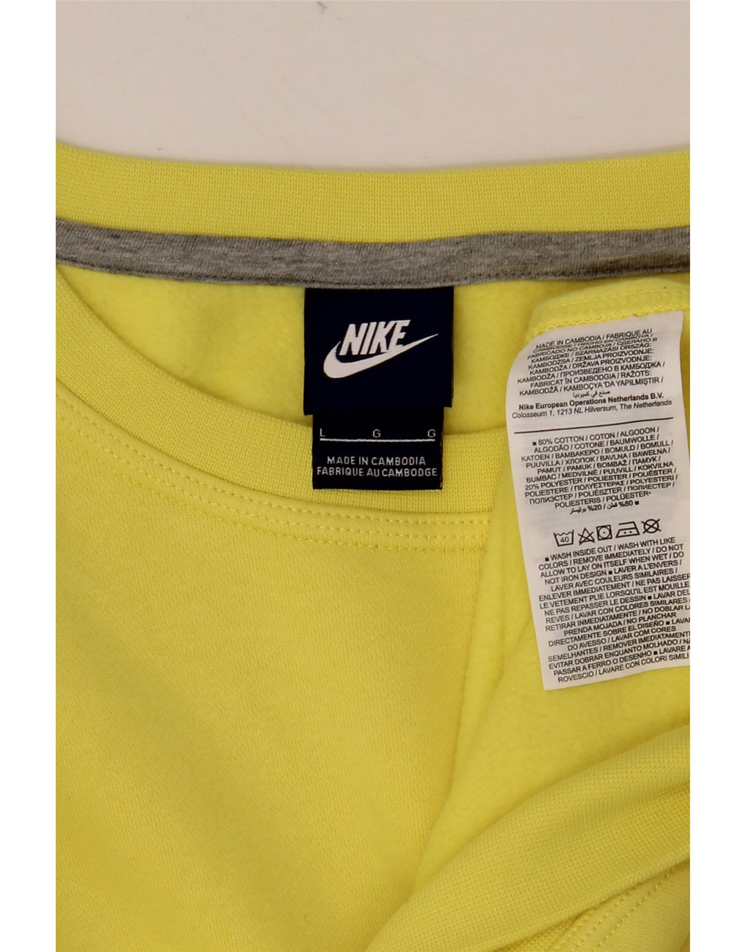 Moletom masculino NIKE Jumper grande algodão amarelo