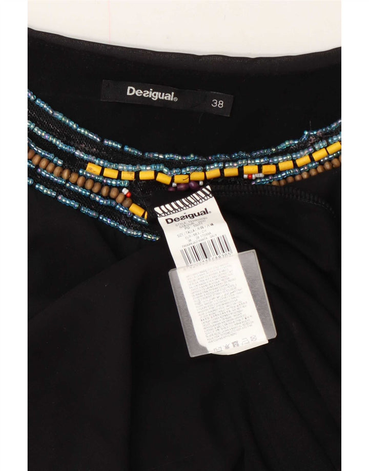 Desigual Vestido túnica feminino gráfico assimétrico UE 38 médio preto geométrico