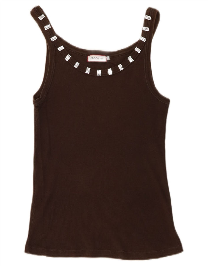 Colete feminino tricotado Max & Co. Reino Unido 12 marrom médio