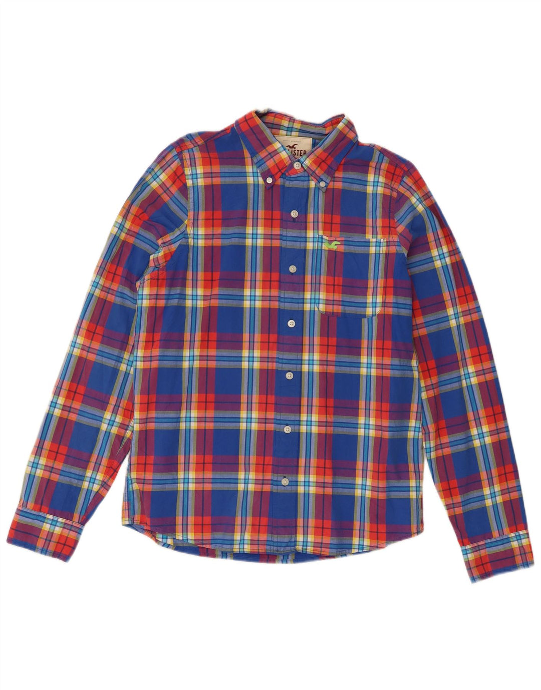 Camisa masculina Hollister XL azul xadrez algodão