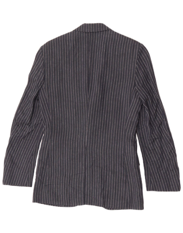 Jaqueta blazer masculina de 2 botões Marks & Spencer UK 34 XS azul marinho risca de giz