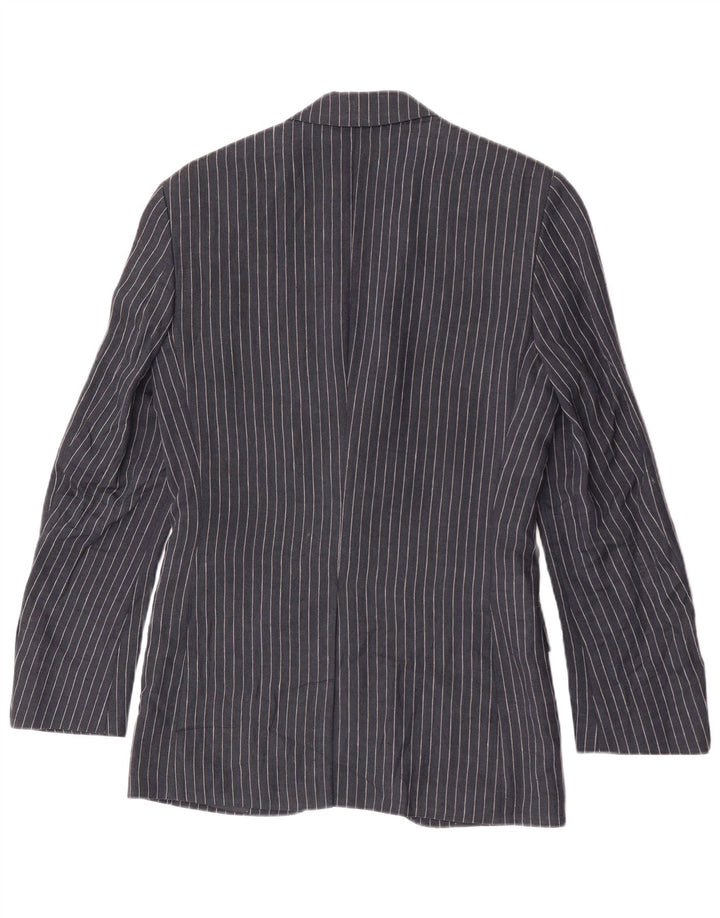 Jaqueta blazer masculina de 2 botões Marks & Spencer UK 34 XS azul marinho risca de giz