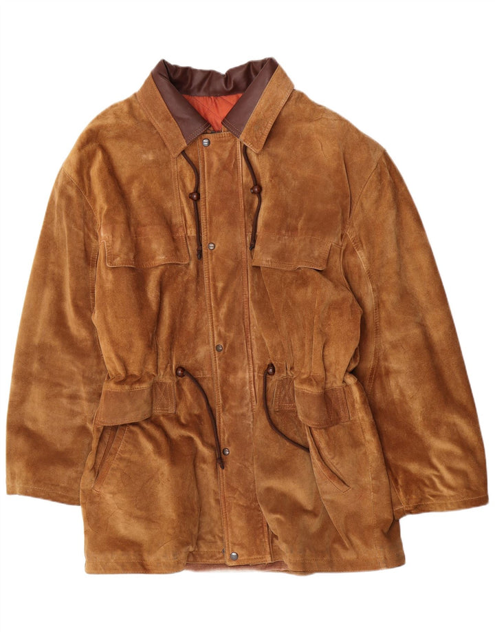 Jaqueta masculina vintage de camurça UK 38 marrom médio
