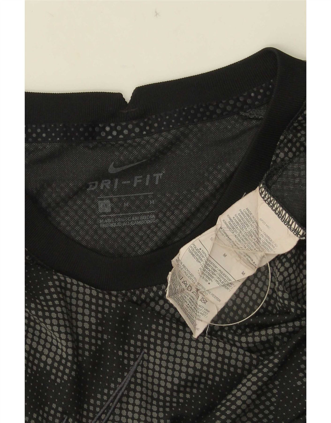 Nike Mens Dri Fit Camiseta Top Médio Preto Geométrico Poliéster