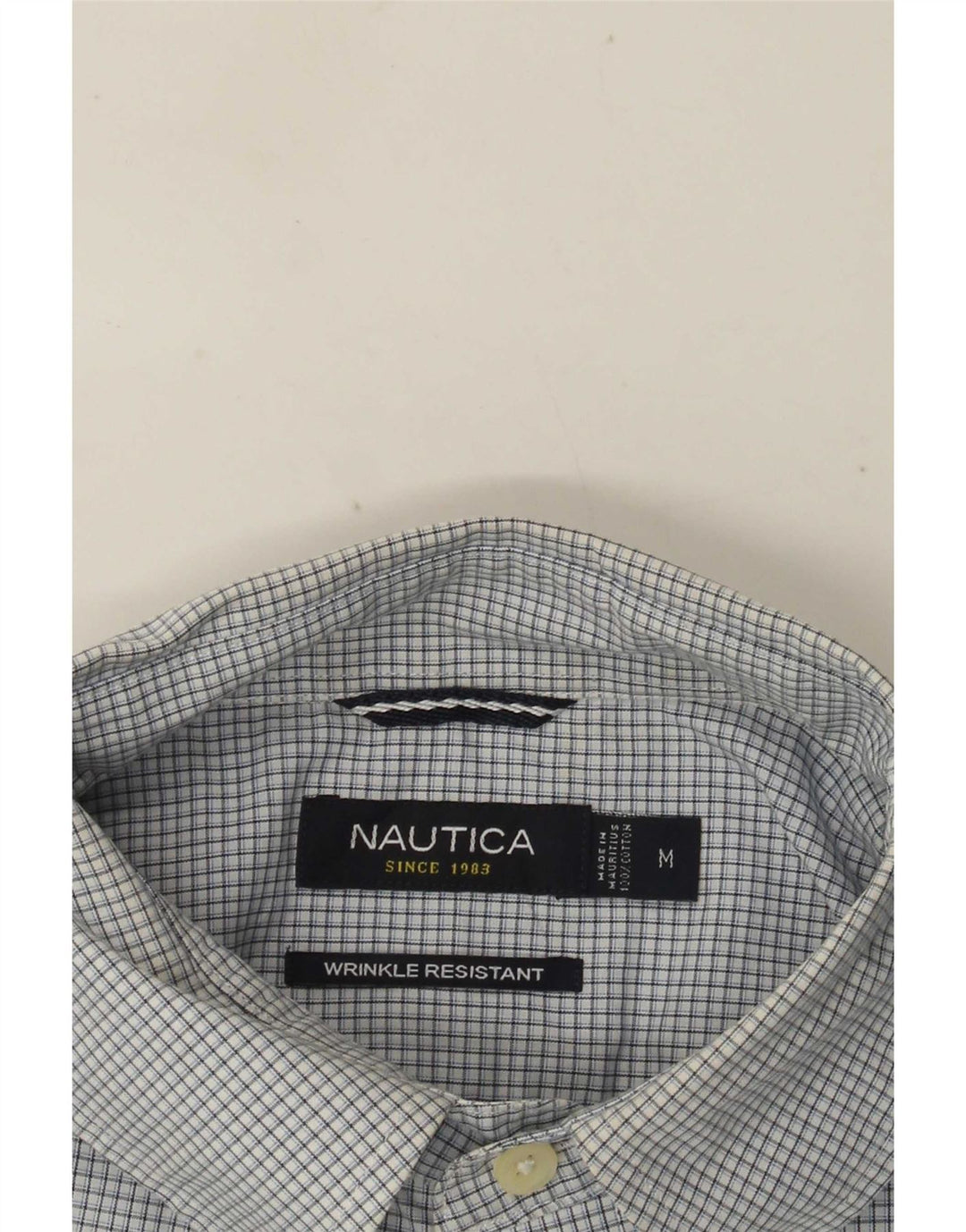 Camisa masculina Nautica de algodão guingão azul médio