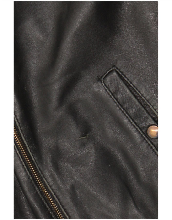 Jaqueta de couro feminina vintage Reino Unido 16 grande couro preto
