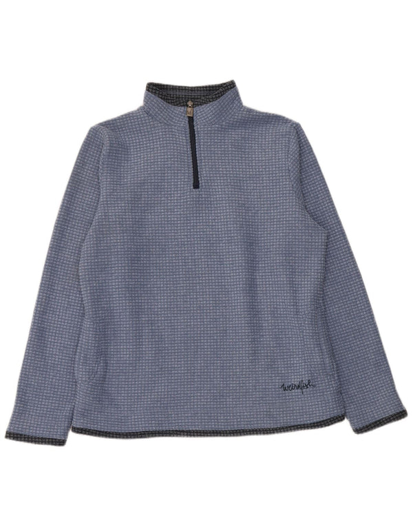 Jumper de lã feminino Weird Fish com zíper e pescoço Reino Unido 14 poliéster azul grande