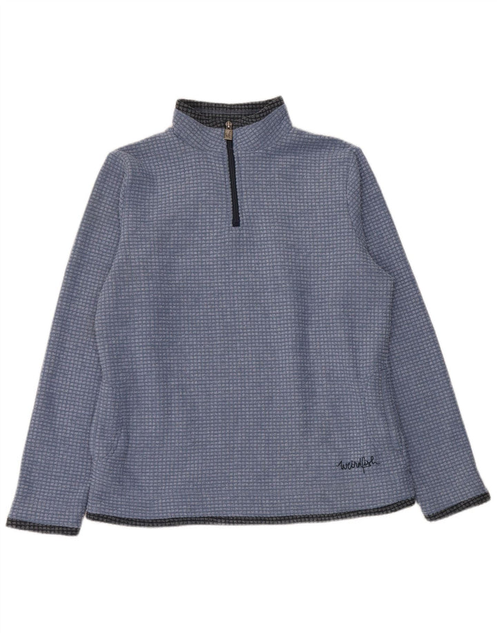 Jumper de lã feminino Weird Fish com zíper e pescoço Reino Unido 14 poliéster azul grande
