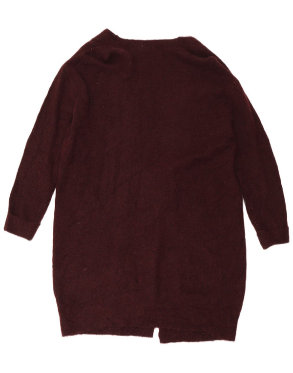 Topshop Suéter feminino oversized com palangre aberto, cardigan Reino Unido 8 pequeno Borgonha