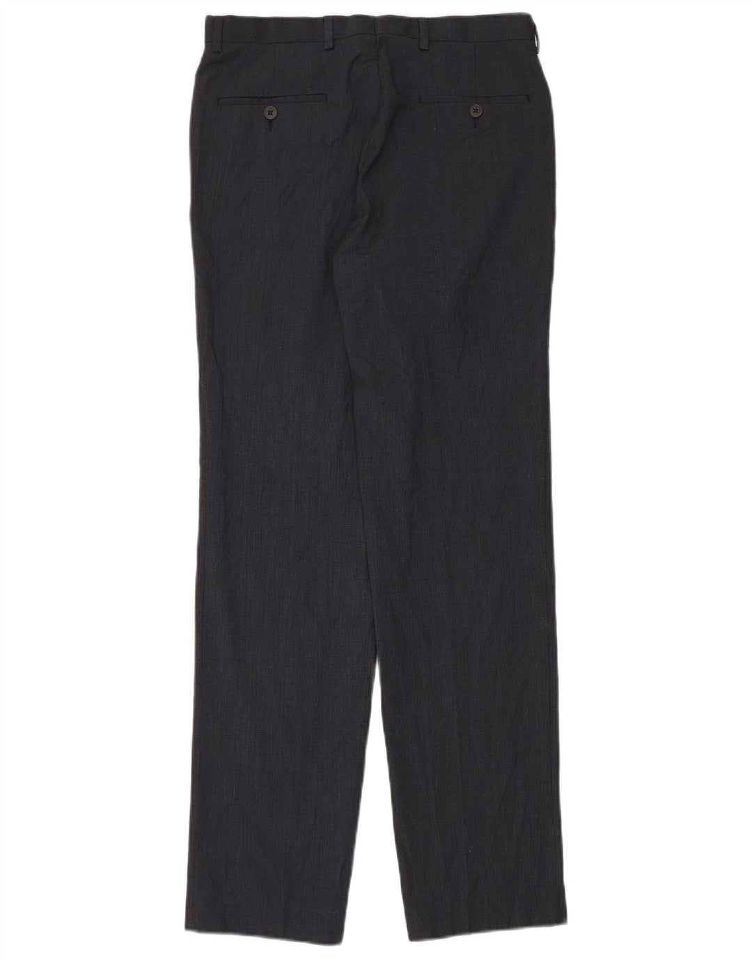 Calça masculina de terno reto Marks & Spencer W30 L33 azul marinho poliéster