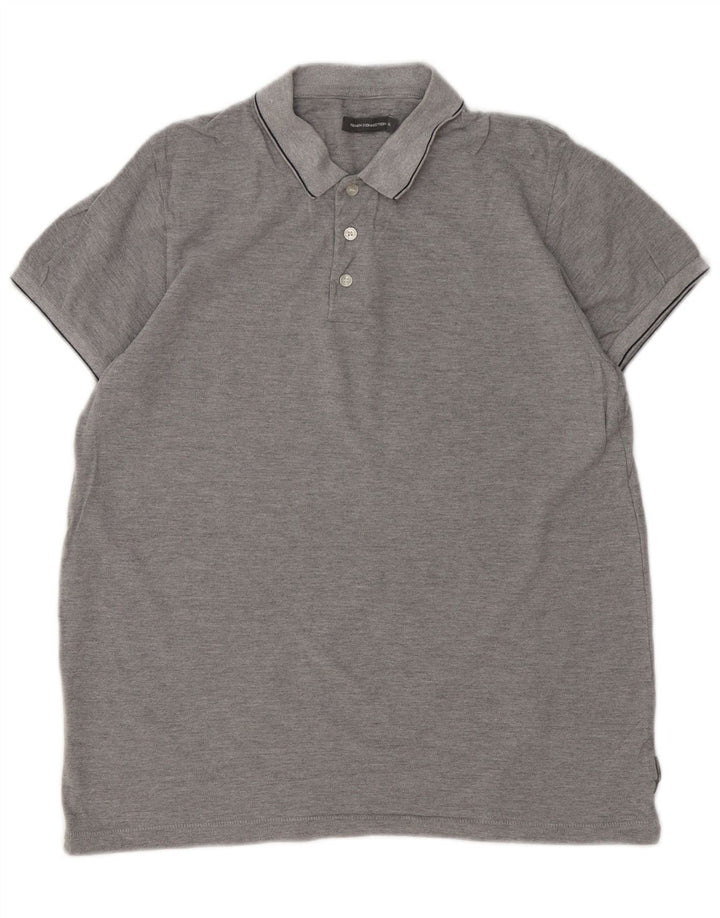 Camisa polo masculina XL da French Connection algodão manchado cinza