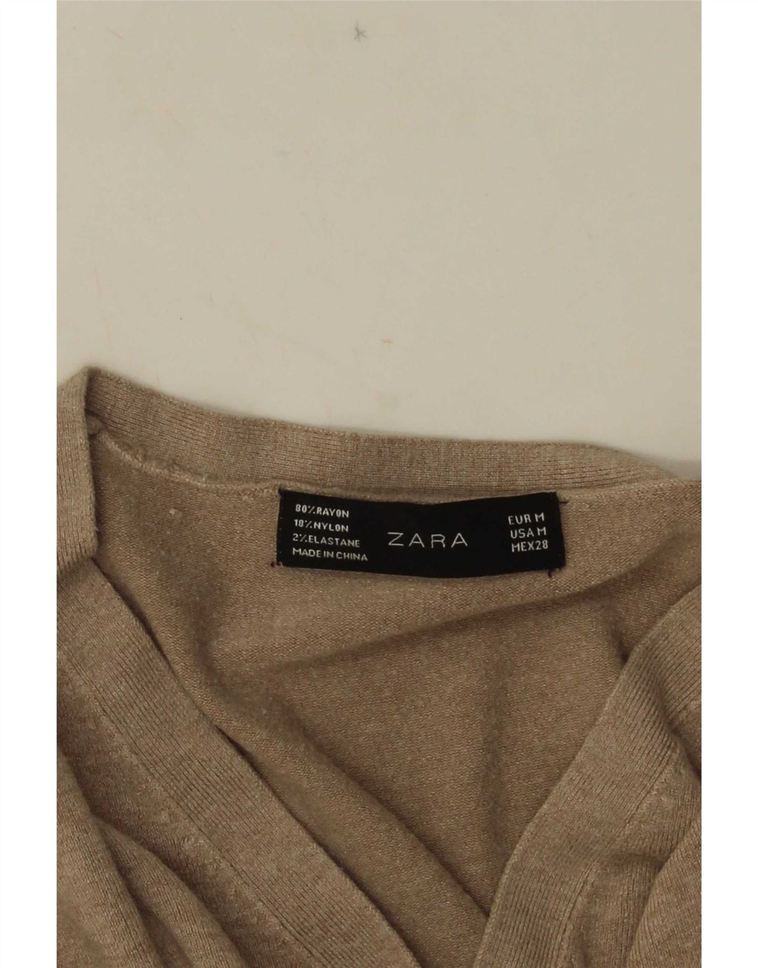 Suéter feminino Zara com decote em V UK 12 cinza médio
