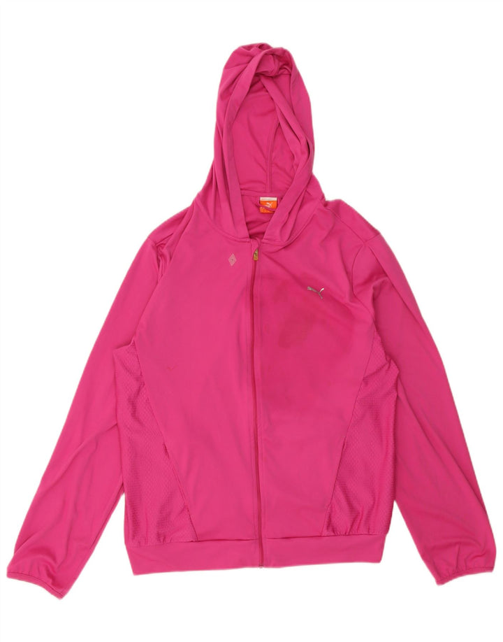 Suéter feminino Puma com capuz e zíper Reino Unido 16 grande poliéster rosa