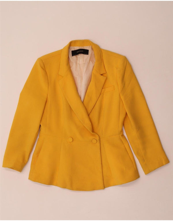 Jaqueta blazer feminina Zara com peito duplo Reino Unido 14 grande amarelo