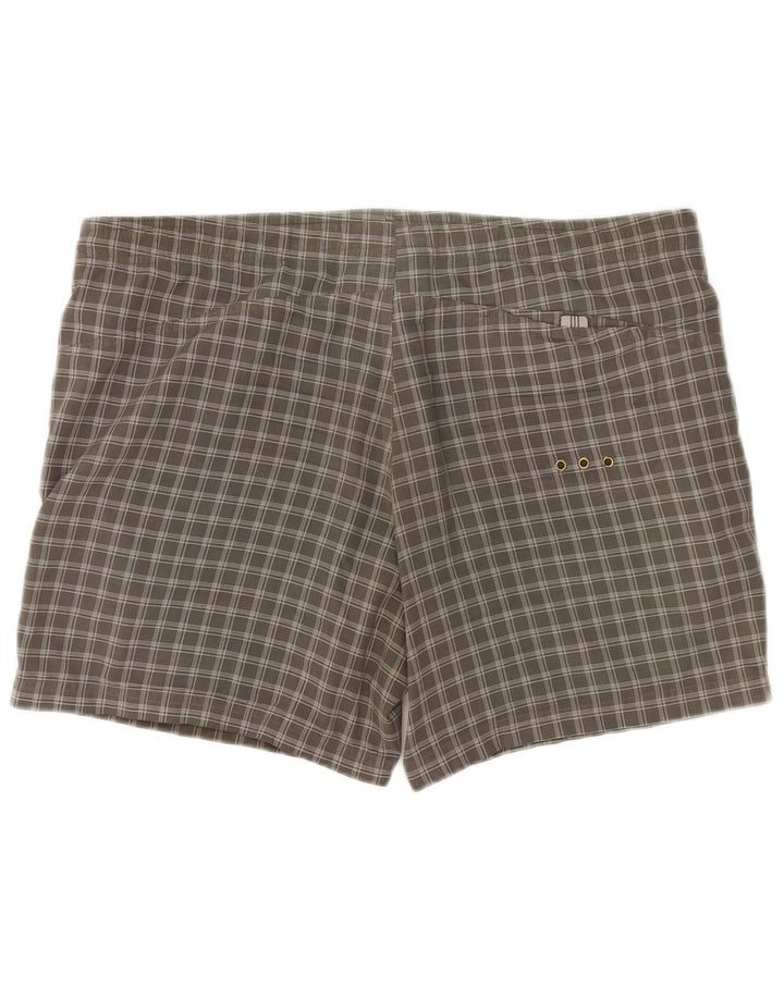 Shorts de natação masculino Adidas poliéster xadrez cinza médio