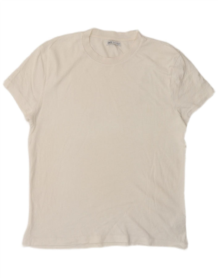 Camiseta masculina Zara Top médio algodão branco