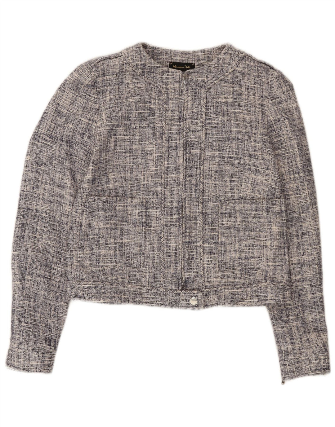 Jaqueta blazer feminina Massimo Dutti com zíper completo EU 36 XS azul marinho algodão