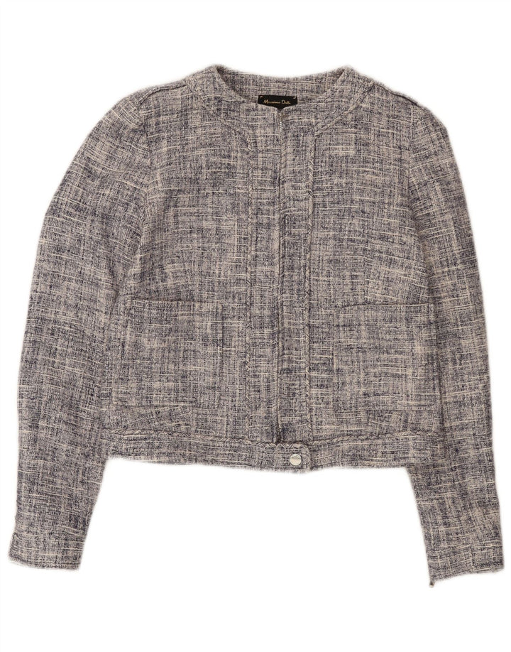 Jaqueta blazer feminina Massimo Dutti com zíper completo EU 36 XS azul marinho algodão