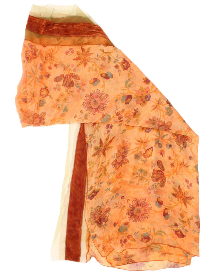 Lenço retangular feminino Bleu Blanc Rouge tamanho único laranja floral boêmio