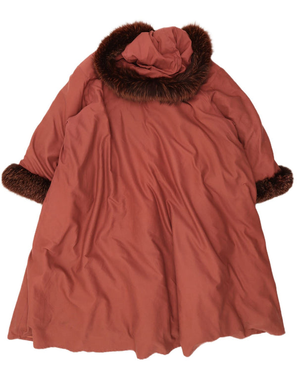 Casaco acolchoado grande com capuz feminino vintage UK 20 XL rosa